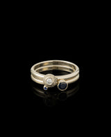 Auksinių žiedų rinkinys su deimantu ir safyrais
